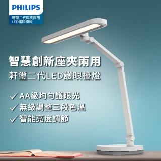【Philips 飛利浦】66251軒璽二代座夾兩用智慧全光譜護眼檯燈(PD060)