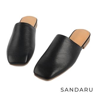 【SANDARU 山打努】穆勒鞋 方頭深口素面低跟拖鞋(黑)