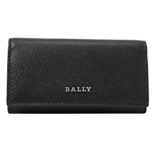 【BALLY】BALTOS 簡約金屬LOGO小牛皮信用卡4孔鑰匙包(黑)