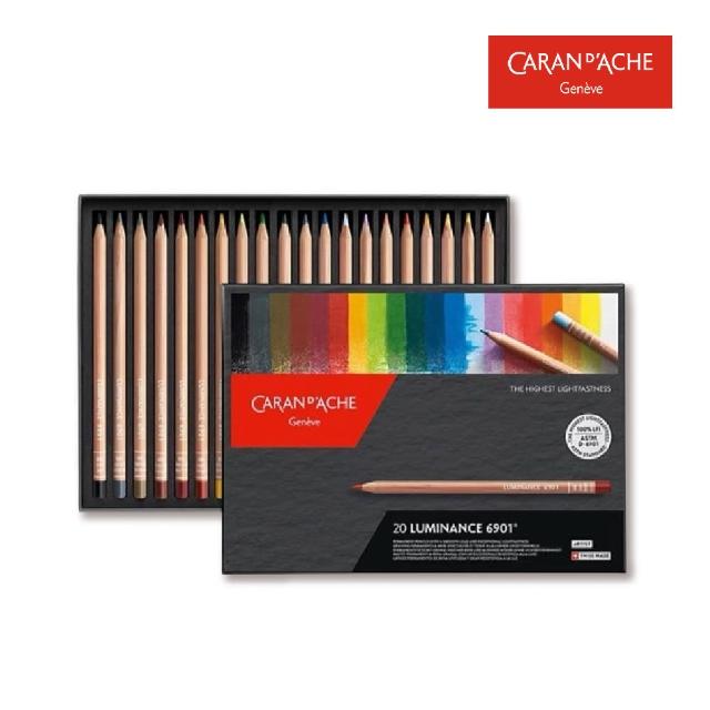 【瑞士 CARAN DACHE 卡達】6901極致油性色鉛筆20色紙盒裝(贈色鉛專用擦)