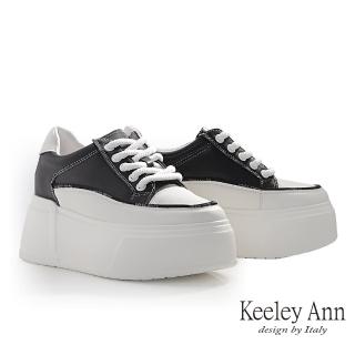 【Keeley Ann】字母厚底綁帶休閒鞋(黑色426577210-Ann系列)