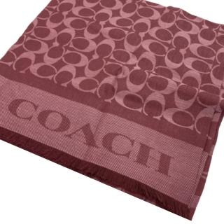 【COACH】品牌LOGO 圍巾/披巾(酒紅色)