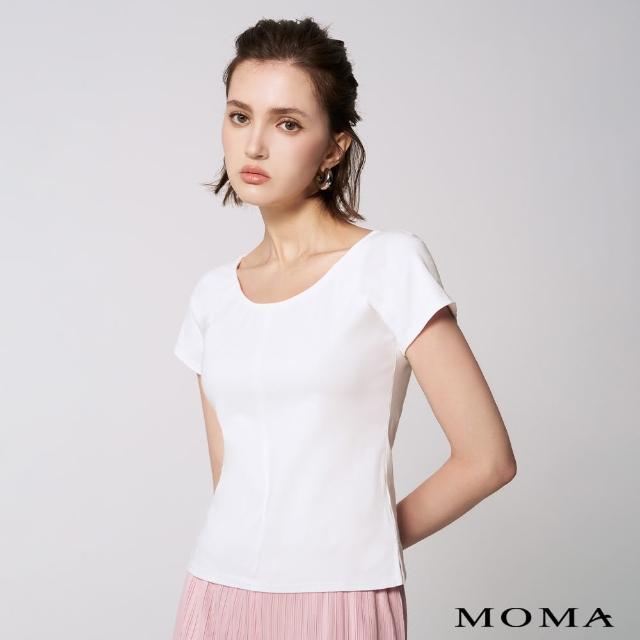 【MOMA】百搭圓領中線短袖上衣(三色)