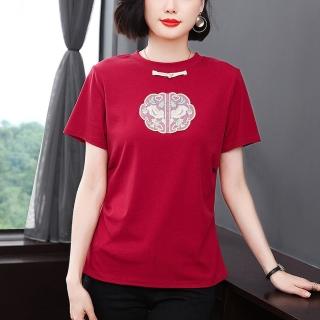 【Paiya 派亞】新款夏季寬鬆大碼中國風上衣純棉短袖女t恤(M-4XL)