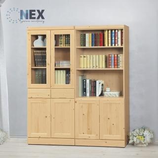 【NEX】簡約 松木書櫃2.7尺+2.7尺六門二抽書櫃組合(展示櫃/收納櫃/置物櫃/櫥櫃)