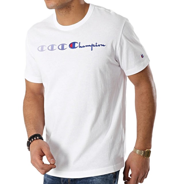 【Champion】chachampion 印刷電繡logo 短袖T恤 白色(歐版上衣 質感優良)