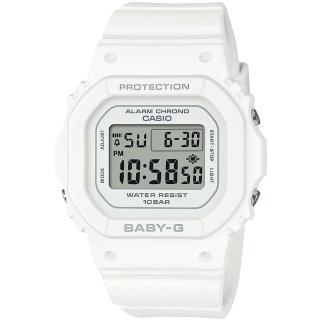 【CASIO 卡西歐】BABY-G 簡約輕薄耐衝擊電子腕錶/白(BGD-565U-7)