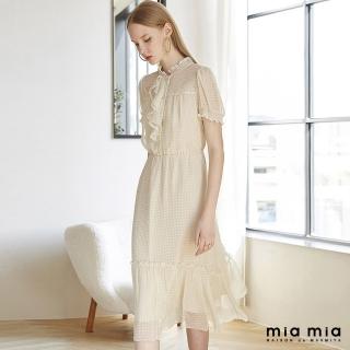 【mia mia】點點真絲荷葉洋裝