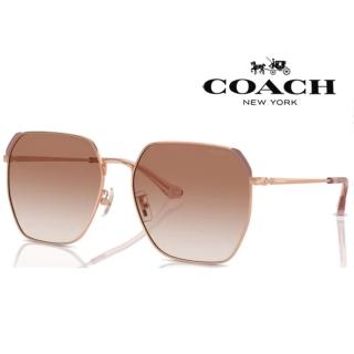【COACH】亞洲版 時尚金屬大鏡面太陽眼鏡 典雅簡約設計 HC7165D 933113 玫瑰金框漸層鏡片 公司貨