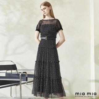 【mia mia】黑白點點荷葉洋裝