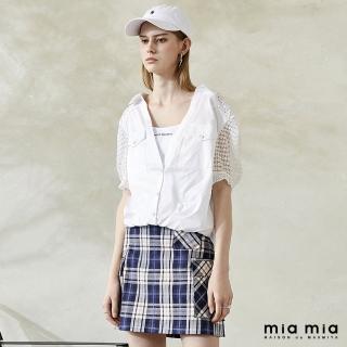 【mia mia】藍米格紋短褲裙