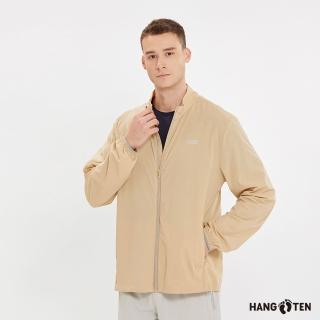 【Hang Ten】男裝-恆溫多功能-立領涼感防曬輕量彈性尼龍外套(卡其)