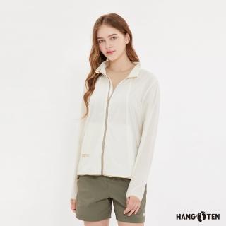 【Hang Ten】女裝-恆溫多功能-立領涼感防曬輕量彈性尼龍外套(奶白)
