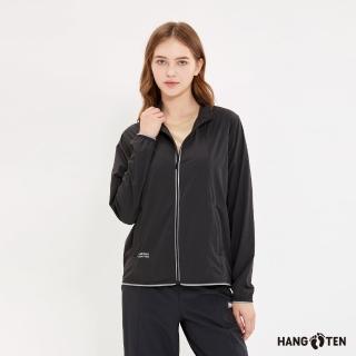 【Hang Ten】女裝-恆溫多功能-立領涼感防曬輕量彈性尼龍外套(黑)