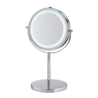 【KELA】Tio雙面環燈放大桌鏡 亮銀(鏡子 化妝鏡)