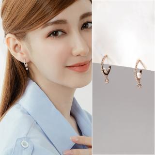 【MiiK】925銀針 耳環 抗敏 鋯石 珍珠《白月光》(銀針耳環 短耳環 珍珠耳環 鋯石 葉子造型)
