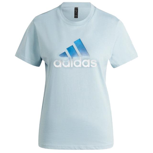 【adidas 愛迪達】上衣 女款 短袖上衣 運動 MH BOS TEE 1 藍 IM8887(S2375)