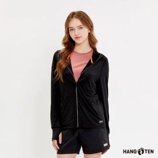 【Hang Ten】女裝-恆溫多功能-涼感高彈防曬安全反光冰沙外套(黑)