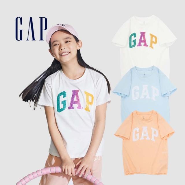 【GAP】女童裝 Logo純棉趣味圓領短袖T恤-多色可選(890374)