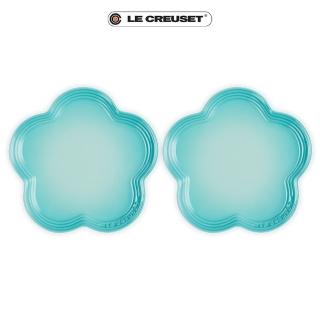 【Le Creuset】瓷器花型盤-大-2入(薄荷綠)
