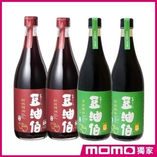 【豆油伯 x MOMO獨家】缸底&甘田薄鹽醬油增量升級版4入組(680mlx4)