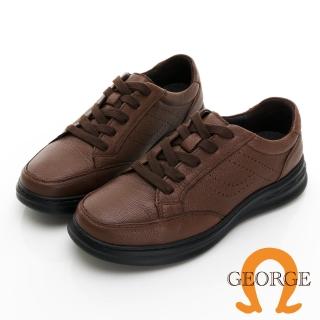 【GEORGE 喬治皮鞋】MODO系列 柔軟羊皮輕量綁帶氣墊休閒鞋 -咖 415001JI20
