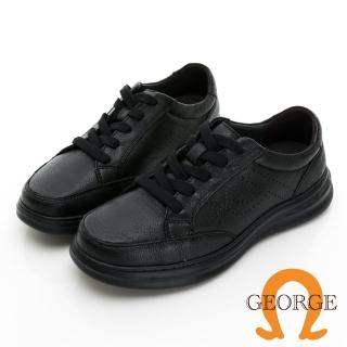 【GEORGE 喬治皮鞋】MODO系列 柔軟羊皮輕量綁帶氣墊休閒鞋 -黑 415001JI10