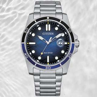 【CITIZEN 星辰】GENTS系列 海洋波紋 光動能腕錶 禮物推薦 畢業禮物(AW1810-85L)