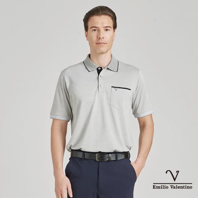 【Emilio Valentino 范倫鐵諾】男裝 吸濕速乾涼爽胸袋機能短袖POLO衫_灰(66-4V8131)