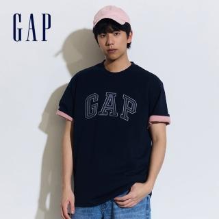 【GAP】男裝 Logo純棉圓領短袖T恤 厚磅密織親膚系列-海軍藍(892185)