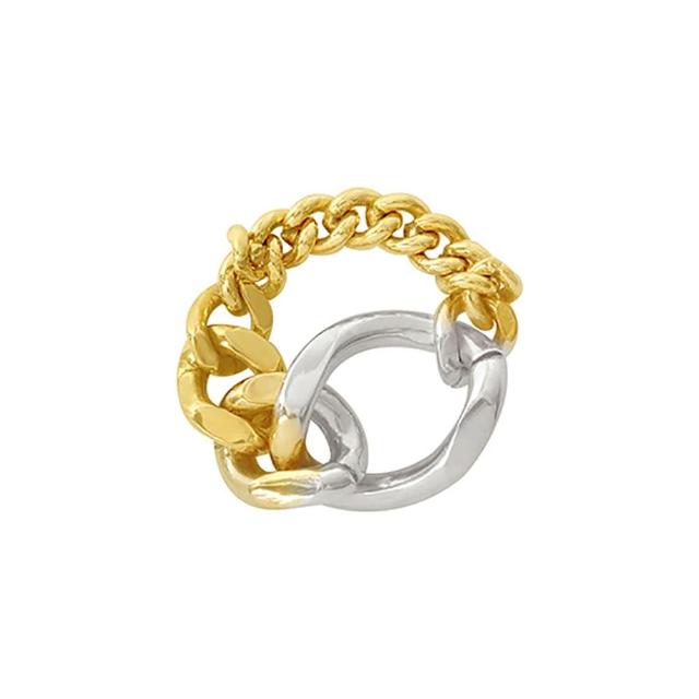 【Olivia Yao Jewellery】個性百搭單品 中性風格 撞色設計 漸層雙色大環鎖鏈戒指(Ouro Collection)