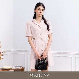 【MEDUSA 曼度莎】現貨-小露腰可愛襯衫領小洋裝（M-L）｜洋裝 粉紅洋裝 襯衫領洋裝(301-70506)