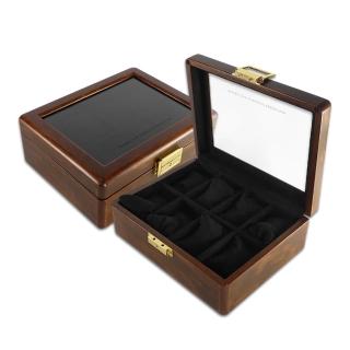 【手錶收藏盒】8格手錶收藏盒 方型扣鎖 金絲柚木 腕錶收藏盒 實木質感 - 棕x黑色(854-A08-LLWB816-BK)