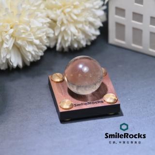 【SmileRocks 石麥】天然茶黃晶球 直徑2.8cm No.050290446(附SmilePad 4.5X4.5底板)