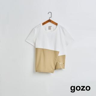 【gozo】MOMO獨家款★限量開賣 小魚撞色拼接造型T恤(兩色)