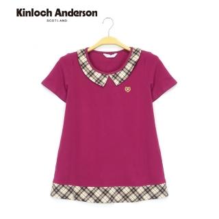 【Kinloch Anderson】格紋片領刺繡圖騰短袖上衣 金安德森女裝(KA0385324)