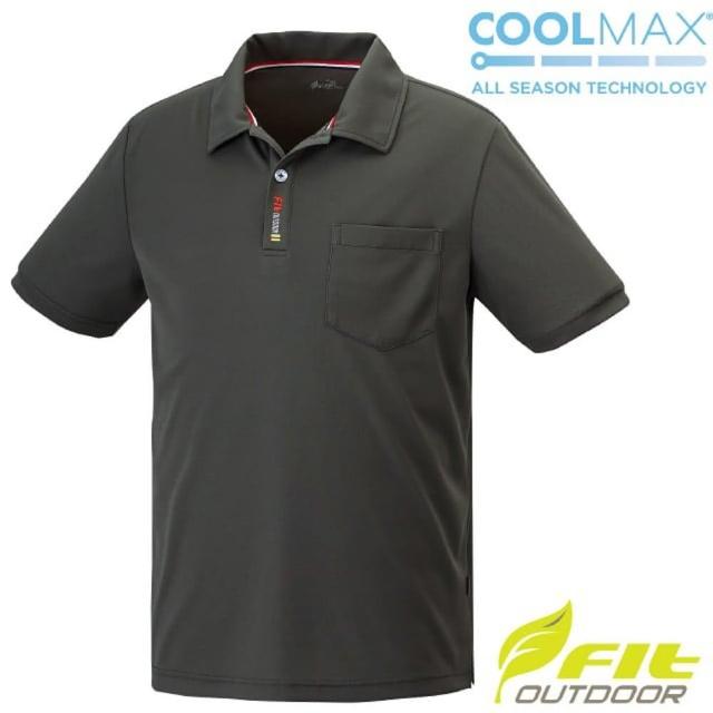 【FIT】男 Coolmax POLO領短袖上衣.POLO衫.吸濕排汗衣.運動休閒衫(PS1104-78 灰褐色)