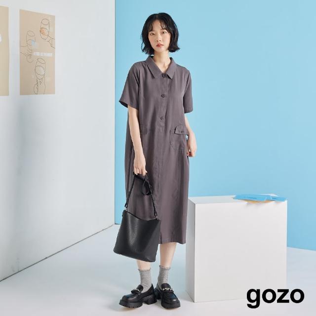 【gozo】柔軟造型口袋壓線洋裝(兩色)