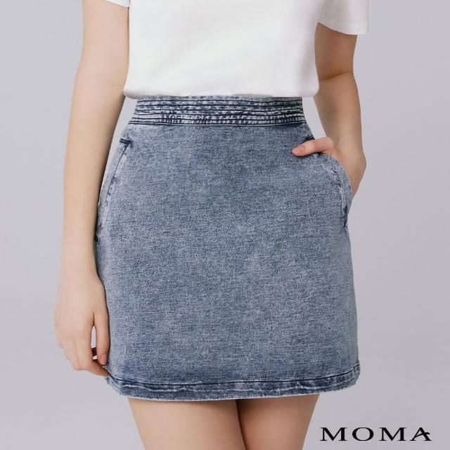 【MOMA】休閒牛仔A-Line短裙(淺藍色)