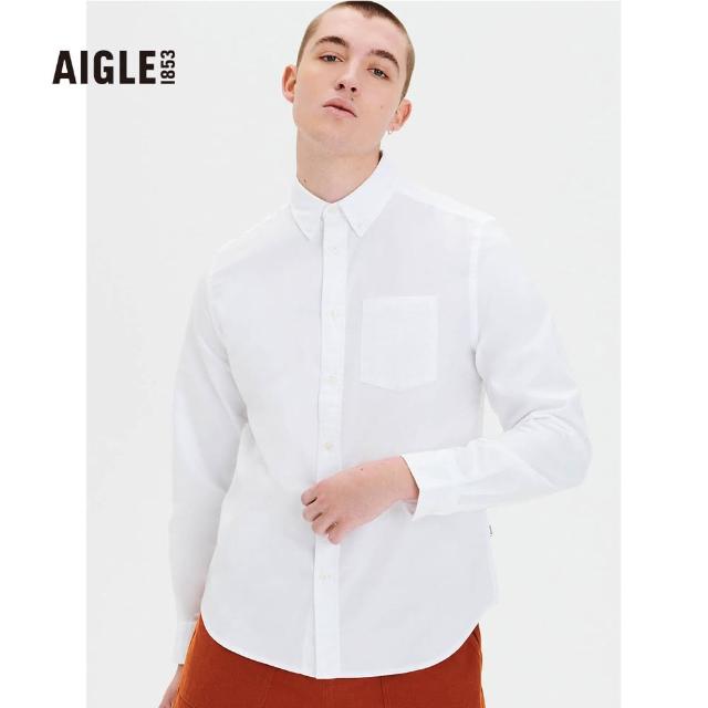 【AIGLE】男 有機棉長袖襯衫(AG-FN969A130 白色)