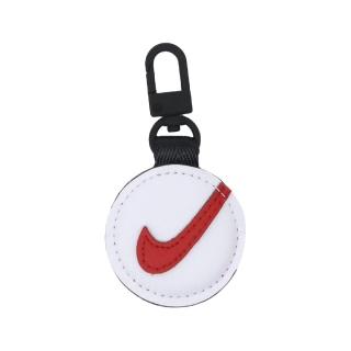 【NIKE 耐吉】鑰匙圈 Premium Tag Fob 白 紅 磁扣 Air Tag 皮革 勾勾 荔枝皮(N100973764-2OS)
