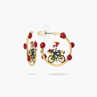【Les Nereides】巴黎紀念品-玫瑰與自行車耳環