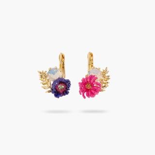【Les Nereides】幻影之花-松果菊與銀蓮花不對稱耳環