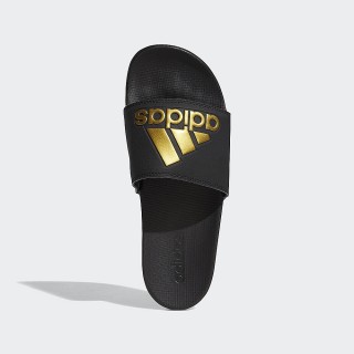 【adidas 愛迪達】ADILETTECOMFORT 男女中性款 運動 拖鞋 黑金(EG1850)