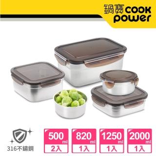 【CookPower 鍋寶】316不鏽鋼保鮮盒環保減塑5入組(EO-BVS20112208205Z2)