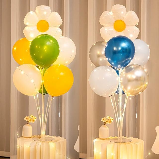 派對佈置畢業小雛菊氣球桌飄1組-送銅線燈(生日氣球 派對布置 迎賓 畢業 教室 裝飾 布置)