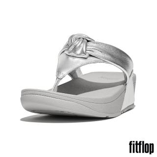 【FitFlop】LULU 軟墊結飾金屬皮革夾涼鞋-女(銀色)