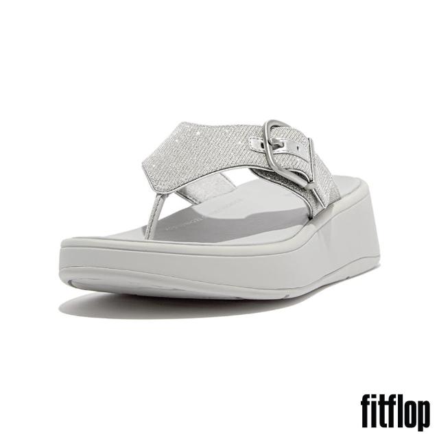 【FitFlop】F-MODE 經典亮粉扣環厚底夾涼鞋-女(銀色)