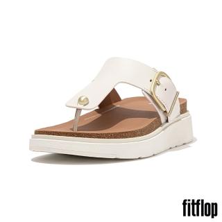 【FitFlop】GEN-FF 金屬扣環調整式皮革夾涼鞋-女(都會白)