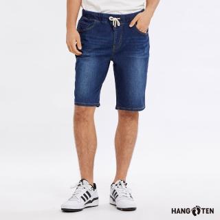 【Hang Ten】男裝-REGULAR FIT鬆緊腰頭牛仔短褲(彩藍)